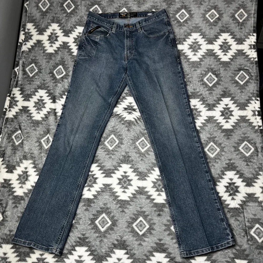 Ariat Rebar M4 Relaxed Boot Jeans Mens 32x34 Medium Wash Denim 10016221 Carbine